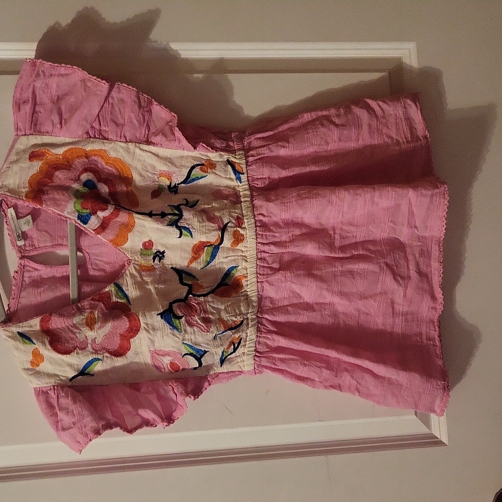 Pink Floral Blouse Top Small